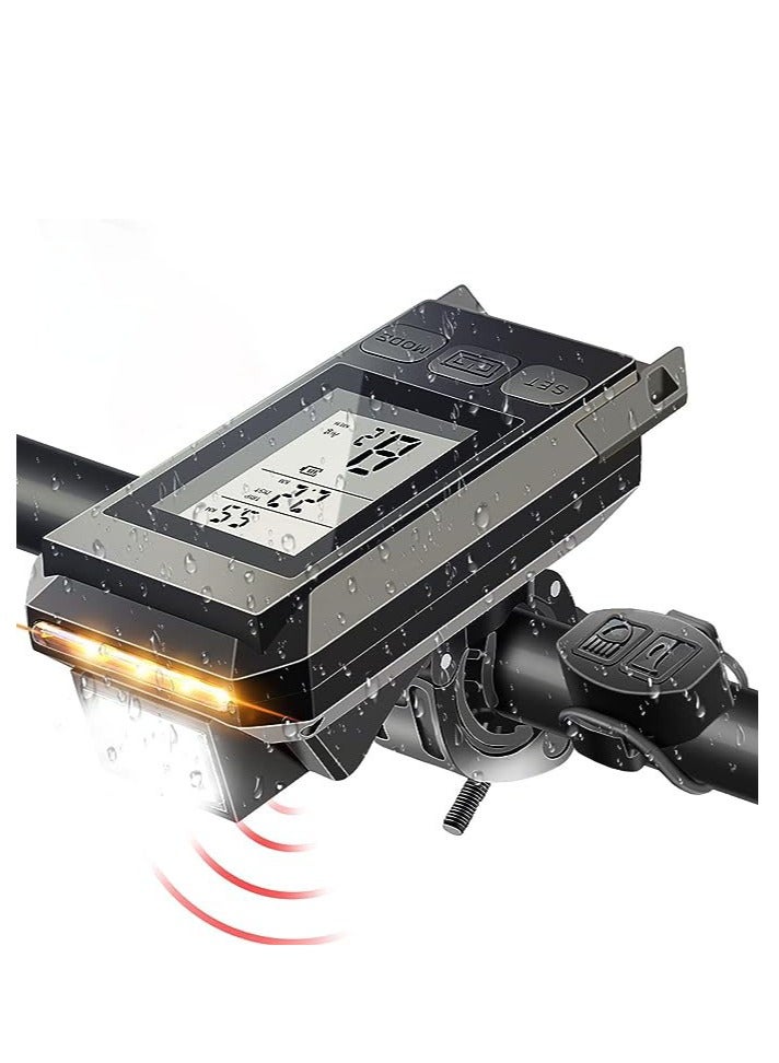 SOLARAE Bike Headlights with LCD Display Speedometer and Horn USB Rechargeable Bicycle Computer Waterproof LED Flashlight and Odometer for Cycling - Image 1