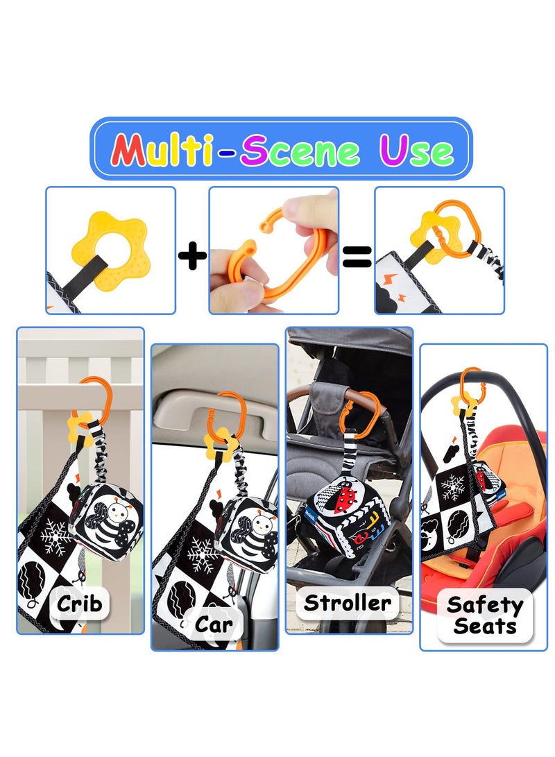 ألعاب مونتيسوري للأطفال، كتاب ناعم حسي للتعليم المبكر، 3 قطع ألعاب بيبي باللونين الأسود والأبيض بتباين عالٍ للأطفال من 0-3 أشهر للمواليد الجدد - Image 4