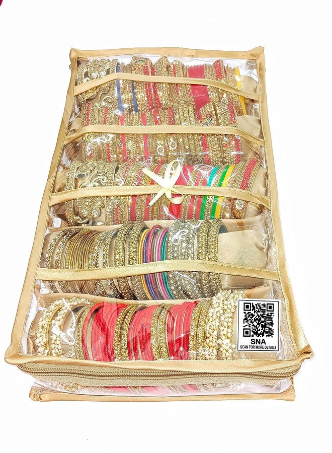 SNA 5 rola satin Bangle churi vanity Vanity Multipurpose Cosmetic Pouch Jewellery Make up Organiser Necklace Pouch Traveling Kit for Women and Girls - Image 1