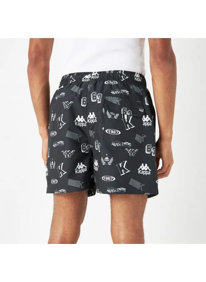 Kappa Kappa All-Over Tropical Print Swim Shorts with Pockets and Drawstring Closure