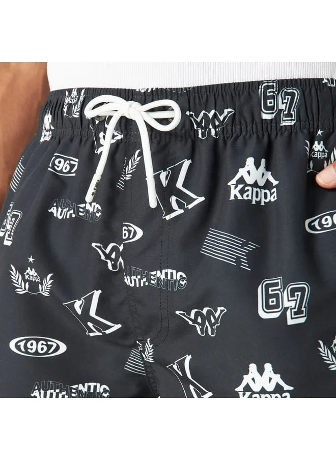 Kappa Kappa All-Over Tropical Print Swim Shorts with Pockets and Drawstring Closure