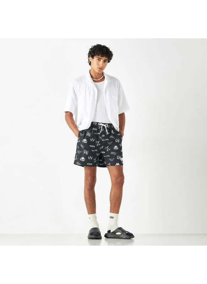 Kappa Kappa All-Over Tropical Print Swim Shorts with Pockets and Drawstring Closure