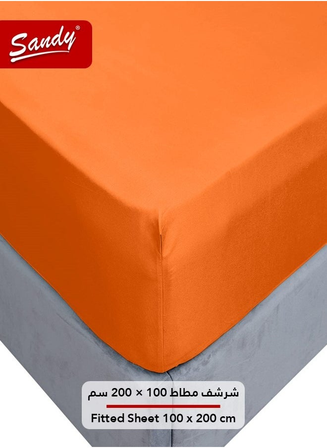 Sandy Sandy Premium Hotel Quality Fitted Sheet and Pillow Case, Bed Sheet 2 Pieces Set, Soft & Breathable and Cooling, Twin Size 100 x 200 cm, Orange  - Image 2