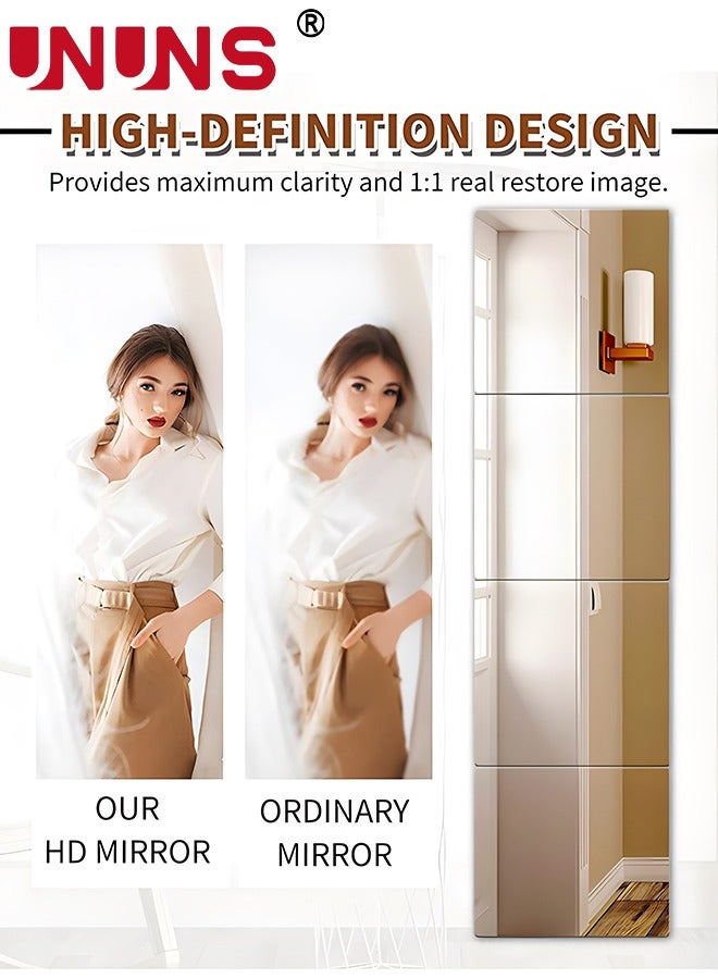 يو إن يو إن أس 3D Mirror Wall Sticker,20cmx 4Pcs Self Adhesive Acrylic Mirror,Full Body Mirror Tiles For Bedroom,Home Gym,Home Wall Decor - Image 4