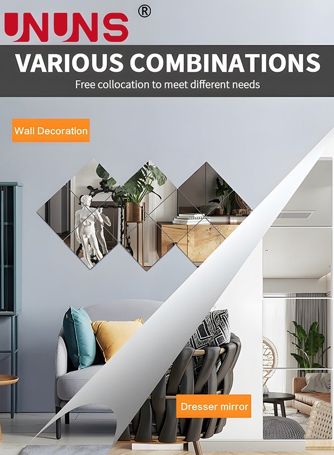 يو إن يو إن أس 3D Mirror Wall Sticker,20cmx 4Pcs Self Adhesive Acrylic Mirror,Full Body Mirror Tiles For Bedroom,Home Gym,Home Wall Decor - Image 5