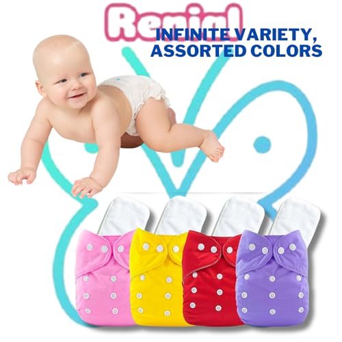 RENIAL REUSABLE CLOTH DIAPERS (DIAPERS AND INSERTS) ADJUSTABLE FREESIZE FOR BABIES BETWEEN 3 MONTHS TO 3 YEARS MULTICOLORS [PACK OF 2] - Image 5