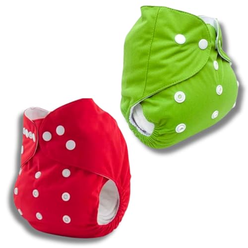 RENIAL REUSABLE CLOTH DIAPERS (DIAPERS AND INSERTS) ADJUSTABLE FREESIZE FOR BABIES BETWEEN 3 MONTHS TO 3 YEARS MULTICOLORS [PACK OF 2] - Image 1