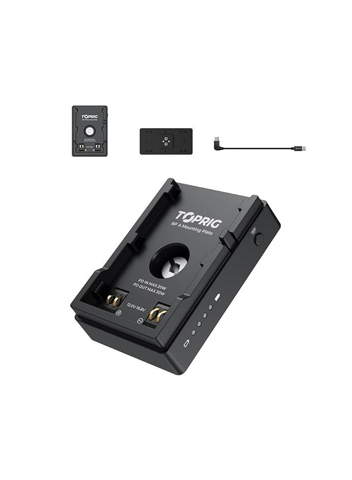 Accsoon TOPRIG BC08 BP-A Mounting Plate – 30W PD Output, USB-C/USB-A/D-Tap Ports, Quick Release, Canon BP-A Battery Compatible - Image 1