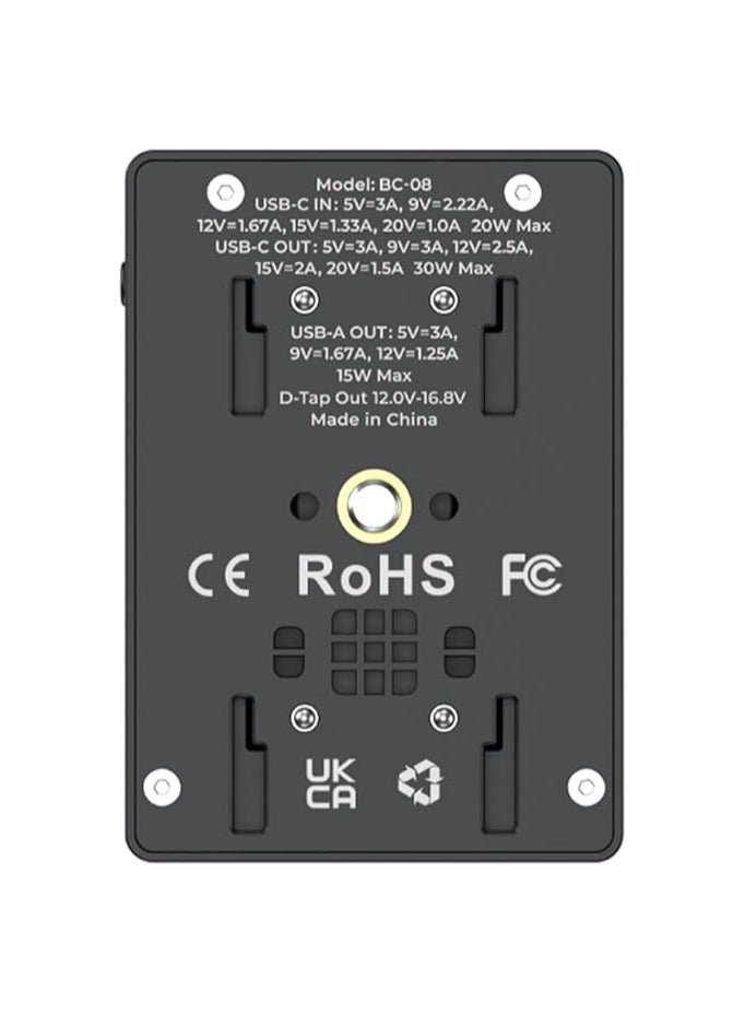 Accsoon TOPRIG BC08 BP-A Mounting Plate – 30W PD Output, USB-C/USB-A/D-Tap Ports, Quick Release, Canon BP-A Battery Compatible - Image 3