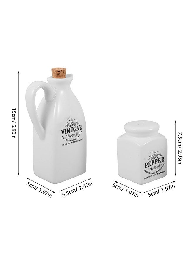 WINEENEE 4pcs Japanese Style Ceramic Oil & Vinegar Dispenser Set - Leak-Proof Seasoning Bottles with Wooden Lid for Kitchen, Soy Sauce, Oil, Vinegar - Ideal for Dining Table - Image 2