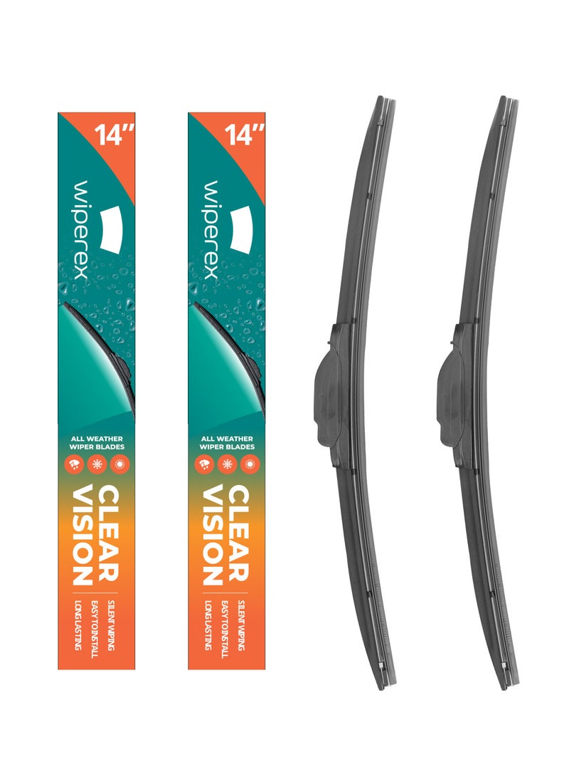 Wiperex WiperEx Wiper Blades for Jeep Wrangler Rubicon 2018 2019 14" + 14" All Weather, Uniform Wiping, Premium Rubber, Perfect Fit, Silent, Reduced Wind Lift, No Marks (Set of 2)  - Image 1