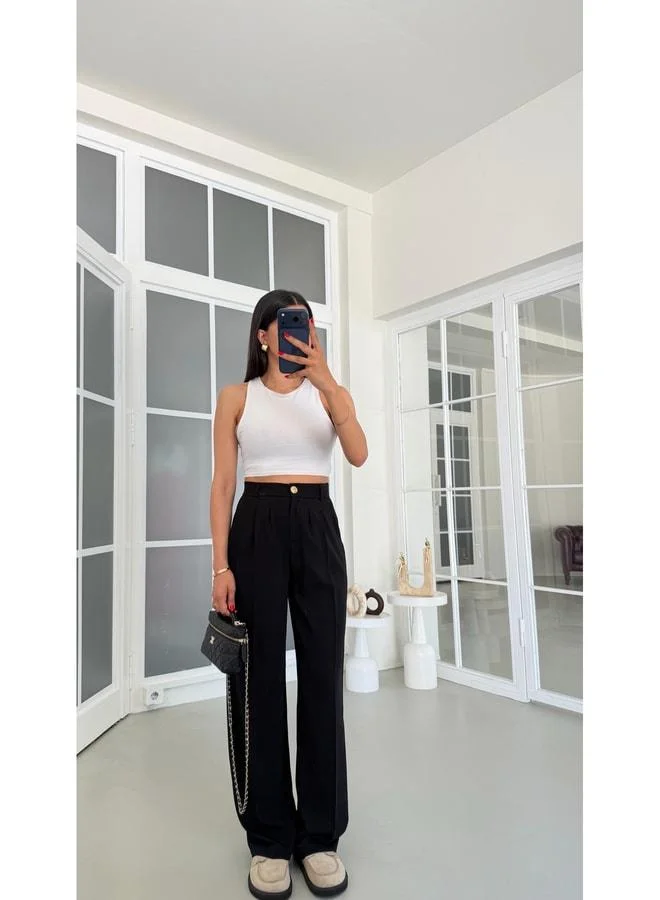 Gaus  Black Gold Buttoned Tencel Pants GAUS-01844. for Women | Best Price UAE