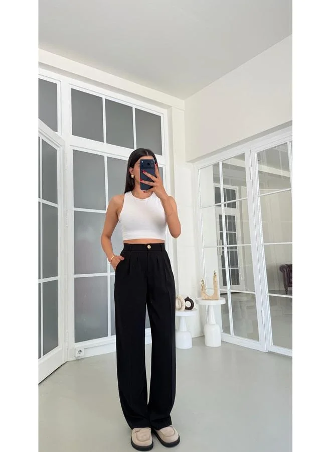 Gaus  Black Gold Buttoned Tencel Pants GAUS-01844. for Women | Best Price UAE