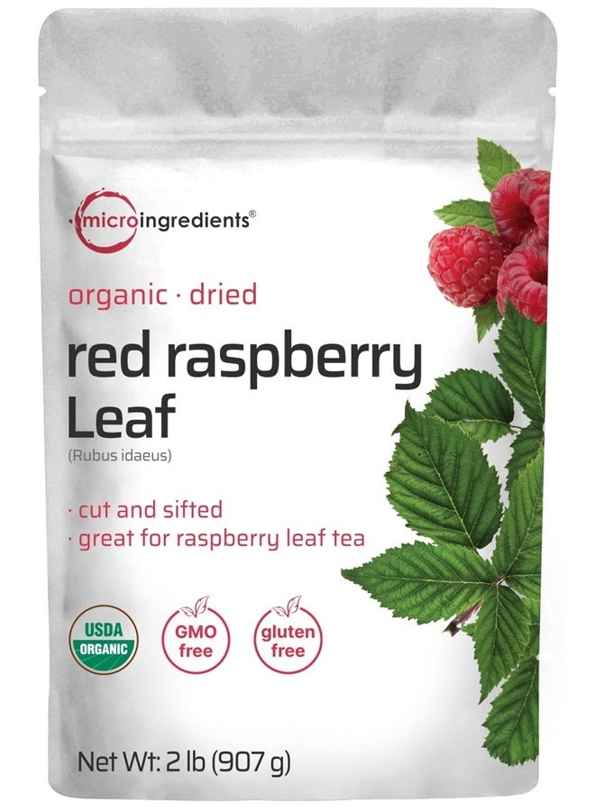 Micro Ingredients شاي أوراق التوت الأحمر المجفف العضوي، 2 رطل | تعبئة تصل إلى 907 كيس شاي | مصدر متميز من ألمانيا لشاي الأعشاب للحمل | أوراق كاملة مقطعة ومصفاة | غير معدلة وراثيًا، بدون سكر، أكياس صديقة للبيئة قابلة لإعادة التدوير - Image 1