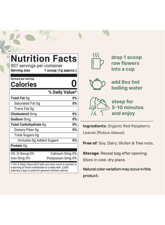 Micro Ingredients شاي أوراق التوت الأحمر المجفف العضوي، 2 رطل | تعبئة تصل إلى 907 كيس شاي | مصدر متميز من ألمانيا لشاي الأعشاب للحمل | أوراق كاملة مقطعة ومصفاة | غير معدلة وراثيًا، بدون سكر، أكياس صديقة للبيئة قابلة لإعادة التدوير - Image 2