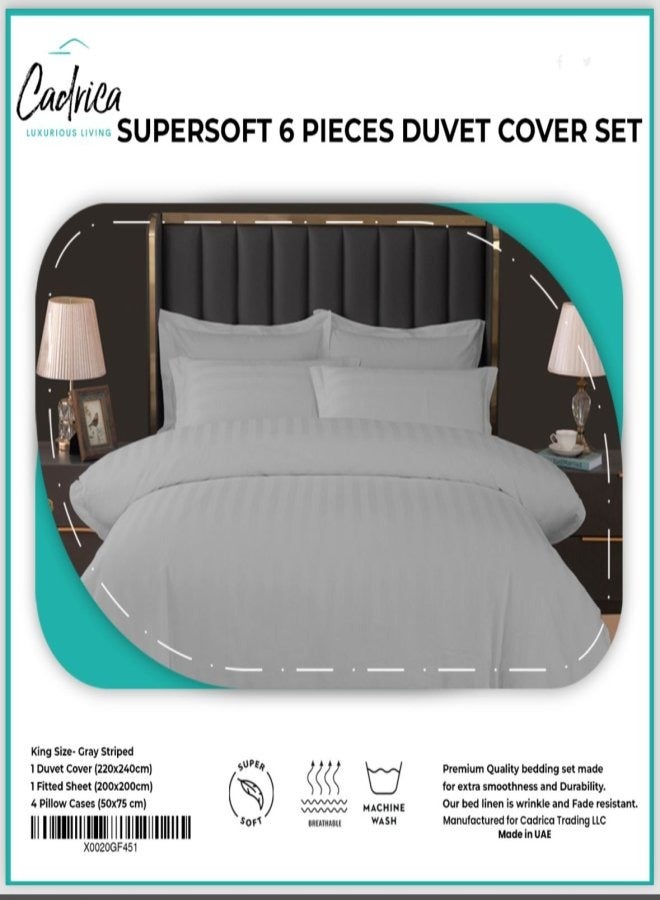Cadrica 6-Piece Duvet Cover Set, Luxurious bedding set includes 1 Duvet Cover (220x240cm, without filling), 1 Fitted Sheet (200x200cm), and 4 Pillowcases (50x75cm) - Hotel Linen Standard – Grey - Image 5