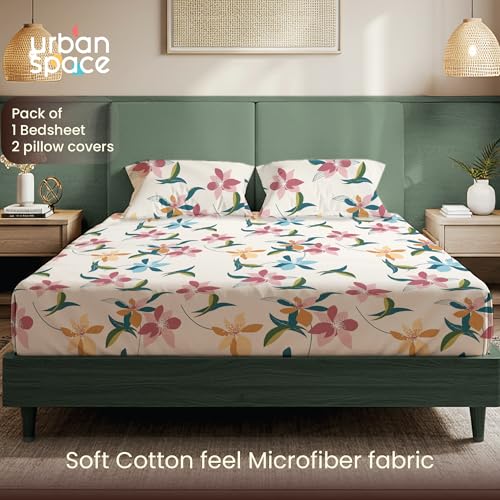Urban Space Printed Bedsheet for King Size Bed, Cotton Feel Microfiber Bed Sheet King Size with 2 Pillow Cover, Soft-Breathable Wrinkel Free Bedsheet (90 x 108 Inches - Bloomingdale) - Image 2