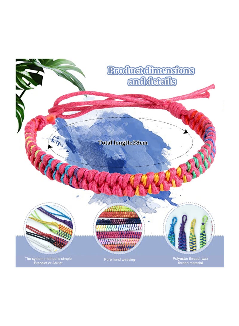 Excefore Friendship Bracelet Set, Multi-Color Bohemian Woven Beads Bracelet, Handmade Friendship Braided Ethnic Adjustable Bracelets Jewelry Gift for Wrist Anklet Hair Accessories(Set of 10) - Image 2