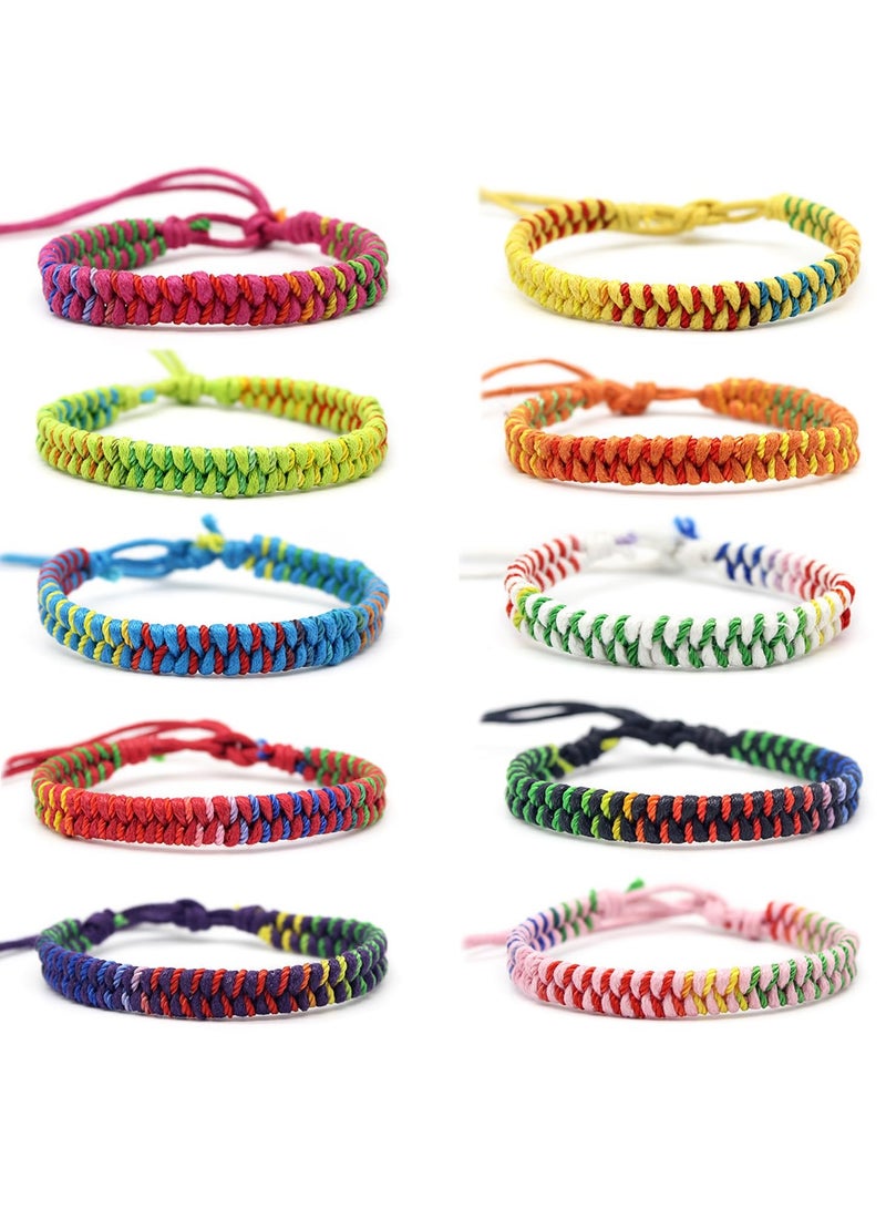 Excefore Friendship Bracelet Set, Multi-Color Bohemian Woven Beads Bracelet, Handmade Friendship Braided Ethnic Adjustable Bracelets Jewelry Gift for Wrist Anklet Hair Accessories(Set of 10) - Image 1