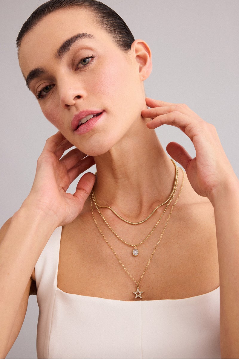 DeFacto Gold Woman Woman 3 Piece Necklace Set Casual - Image 1