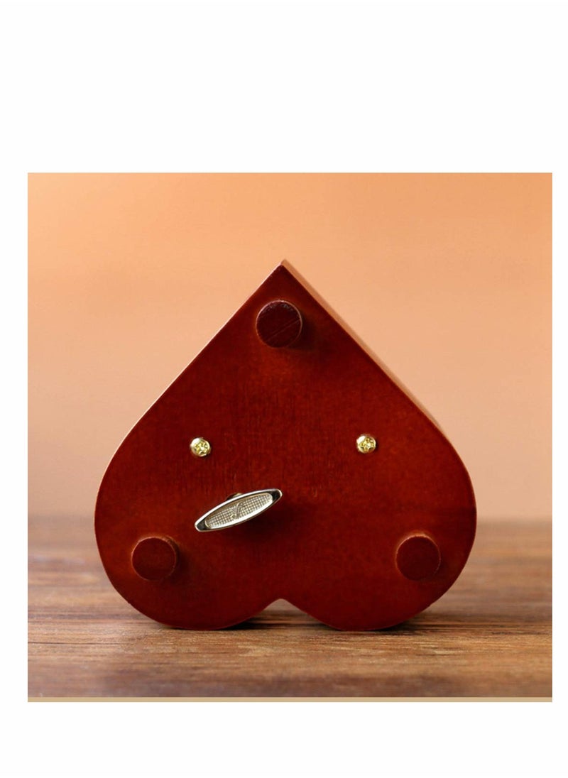 SYOSI Music Box, CharmCollection Creative Wood Heart Shaped Wind-up Musical Box Decorative Music Box with Gold-plating Movement in Birthday to Girlfriend Girls, Melody Castle in The Sky  - Image 3