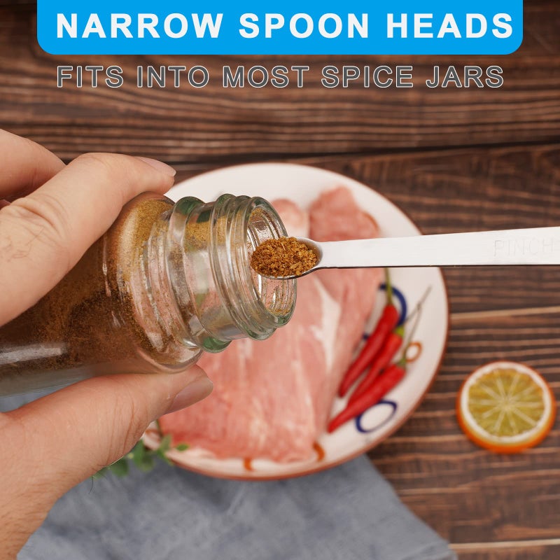 Aovchei Mini Measuring Spoon Set, Heavy Duty Stainless Steel Measuring Spoons for Cooking Baking, Tablespoon Teaspoon for Dry or Liquid Ingredients, Fits in Spice Jar, 1/64 1/32 1/16 1/8 1/4 tsp - Image 5