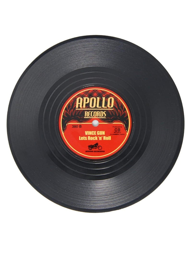 Mmmon 6 Piece Coasters Retro Vinyl Record Disk Coaster for Drinks With Labels,Desktop Protection Prevents Furniture,Drink Coasters - Image 2