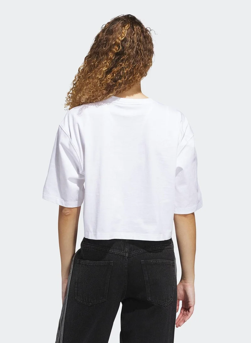 adidas Originals ESS CROP TEE White Originals Women T-SHIRTS