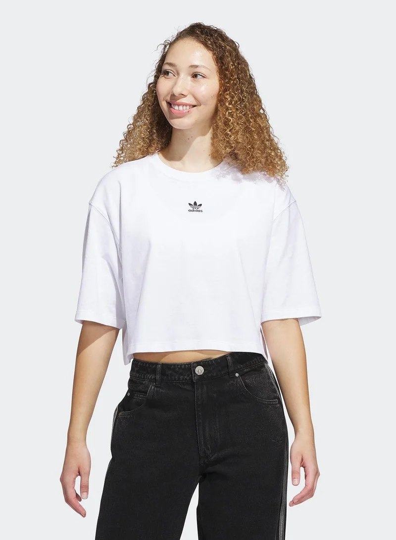 adidas Originals ESS CROP TEE White Originals Women T-SHIRTS