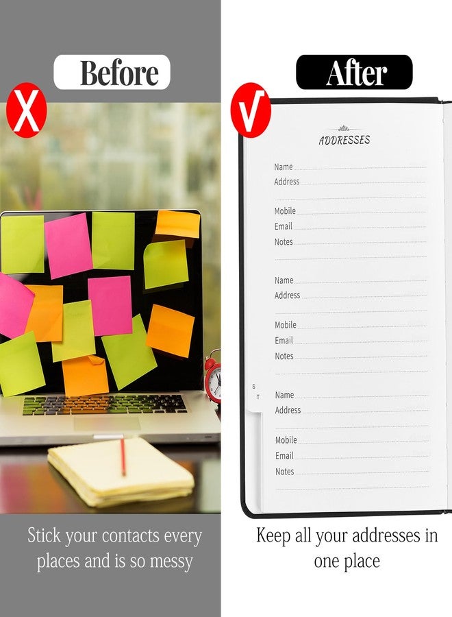 JUBTIC Address Book with Alphabetical Tabs, Hardcover Password Keeper and Telephone Book Address Organizer Record Contacts, Internet Login Address Log Book Journal Notebook for Home or Office-Black - Image 5