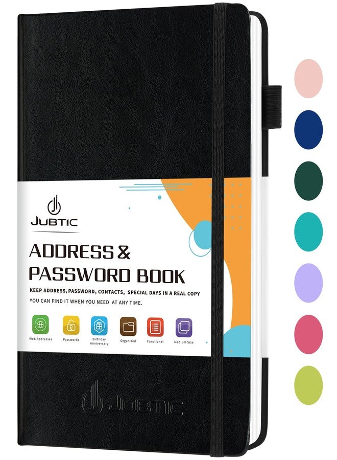 JUBTIC Address Book with Alphabetical Tabs, Hardcover Password Keeper and Telephone Book Address Organizer Record Contacts, Internet Login Address Log Book Journal Notebook for Home or Office-Black - Image 1