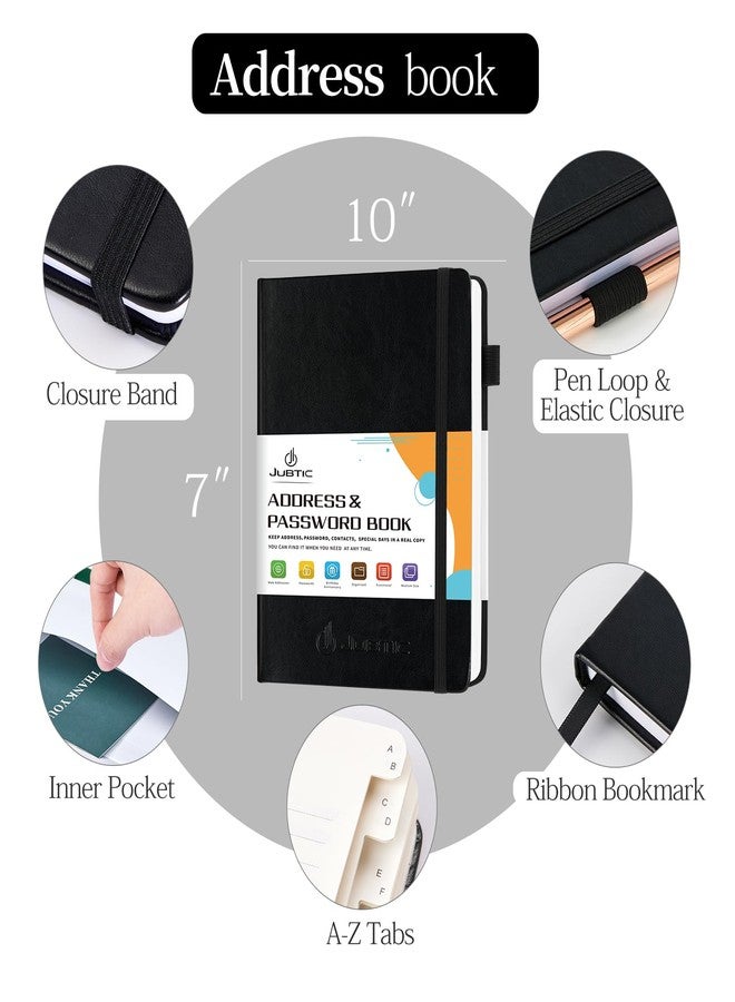 JUBTIC Address Book with Alphabetical Tabs, Hardcover Password Keeper and Telephone Book Address Organizer Record Contacts, Internet Login Address Log Book Journal Notebook for Home or Office-Black - Image 3