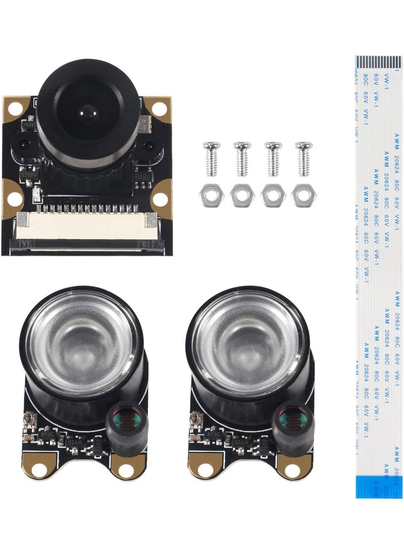 MELIFE - for Raspberry Pi 4 Camera Day  Night Vision Camera AdjustableFocus Module 5MP OV5647 Sensor Webcam Video 1080p with 2 Infrared IR LED Light HD Webcam for Raspberry pi 3 B3B2B4B - Image 1