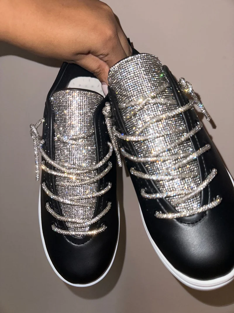ZORIWORLD black ATHENA Black Rhinestone Sneakers 2" Sole Vegan for Women | Best Price UAE