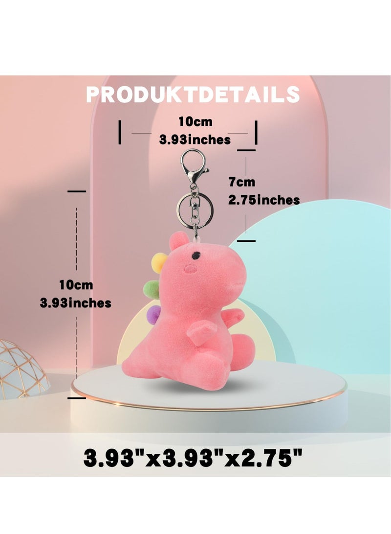 4 Mini Stuffed Dinosaur Toys with Keychains Perfect for Kids Birthday Parties and Gifts - Image 2