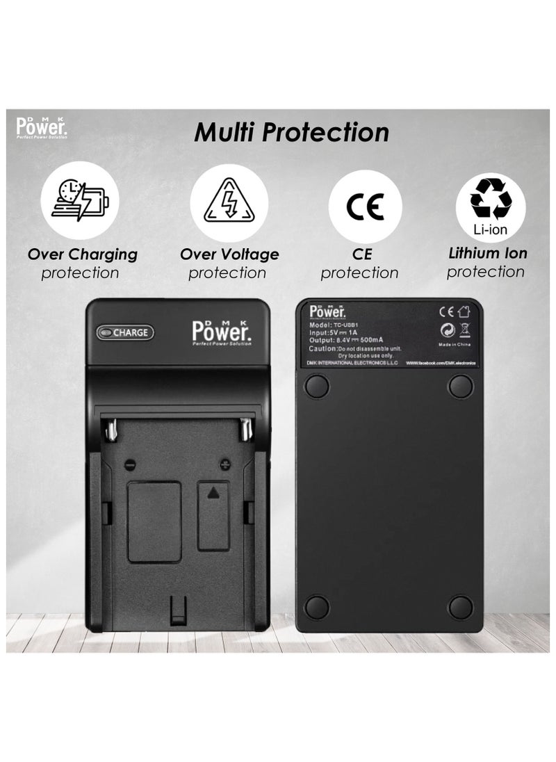 DMK Power - DMK Power EN-EL19 TC-USB1 Single USB Charger Compatible with Sony ZV-E1, FX3, FX30, A1, A9 II, A7R V, A7S III, A7 IV, A6600, A7C Cameras - Image 1