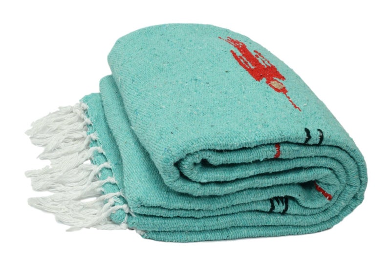 Open Road Goods Mint Green/Teal Thunderbird Heavyweight Yoga Blanket- Made for Yoga! Hand-Made Mexican Blanket (Acrylic Blend, XL) - Image 4