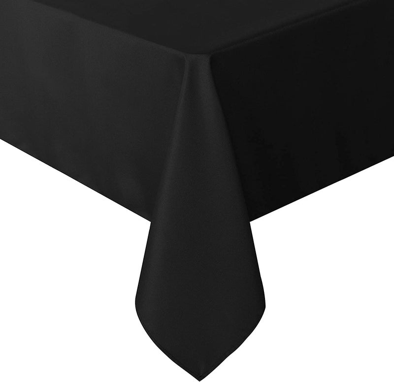 ATOOTFUSION Soft Cloth 4 Seater Rectangular Tablecloths Wedding Party Patio Table Covers Event Tablecloth (Black Tablecloth) - Image 1
