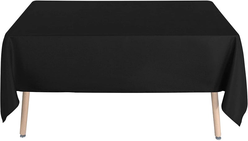 ATOOTFUSION Soft Cloth 4 Seater Rectangular Tablecloths Wedding Party Patio Table Covers Event Tablecloth (Black Tablecloth) - Image 3