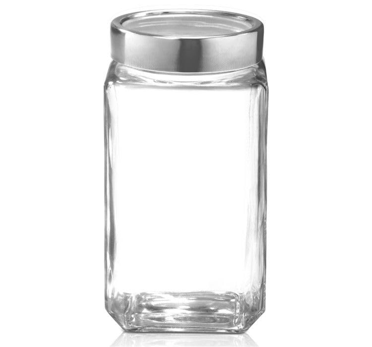 CROCO JAR Cubical Glass Jar, Big Containers For Kitchen Storage Glass Dry Fruits Jar Spices, Pickle, Grocery Grain Storage With Airtight Steel Lid - 1000 Ml (Pack Of 2) - Image 5