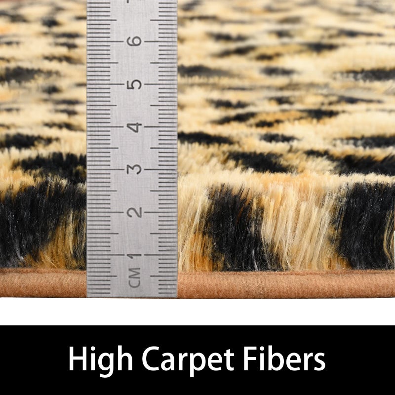Amearea Fluffy Leopard Rug, Premium Cheetah Print Rugs, Soft Comfy Faux Fur Animal Print Carpet for Kids Room Bedroom, Living Room, Shaggy Teen Room Home Decor, Khaki 3x5 Feet - Image 4