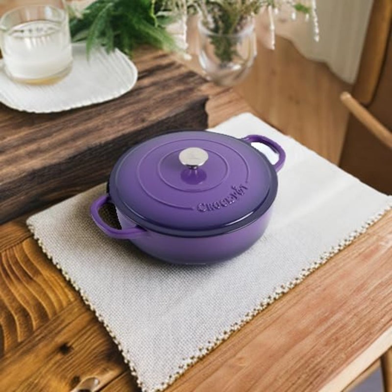 Artisan Enameled Cast Iron Braiser W/Lid, 5 Quart, Lavender Purple - Image 5
