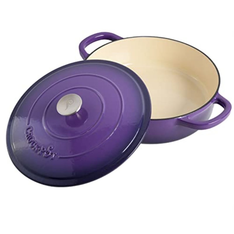 Artisan Enameled Cast Iron Braiser W/Lid, 5 Quart, Lavender Purple - Image 3