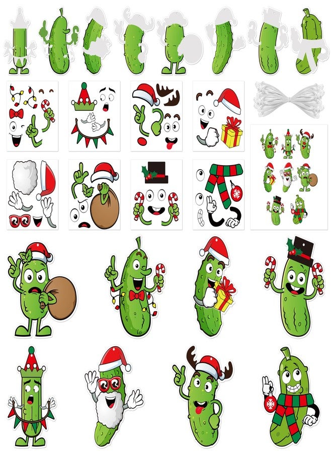 BeYumi Christmas Pickle Craft Kit - 123Pcs Christmas Pickle Craft Kit DIY Hanging Ornament Make Your Own Green Cucumber Decoration Set Xmas Holiday Party Favor Home Classroom Art Supplies for Kids - Image 1