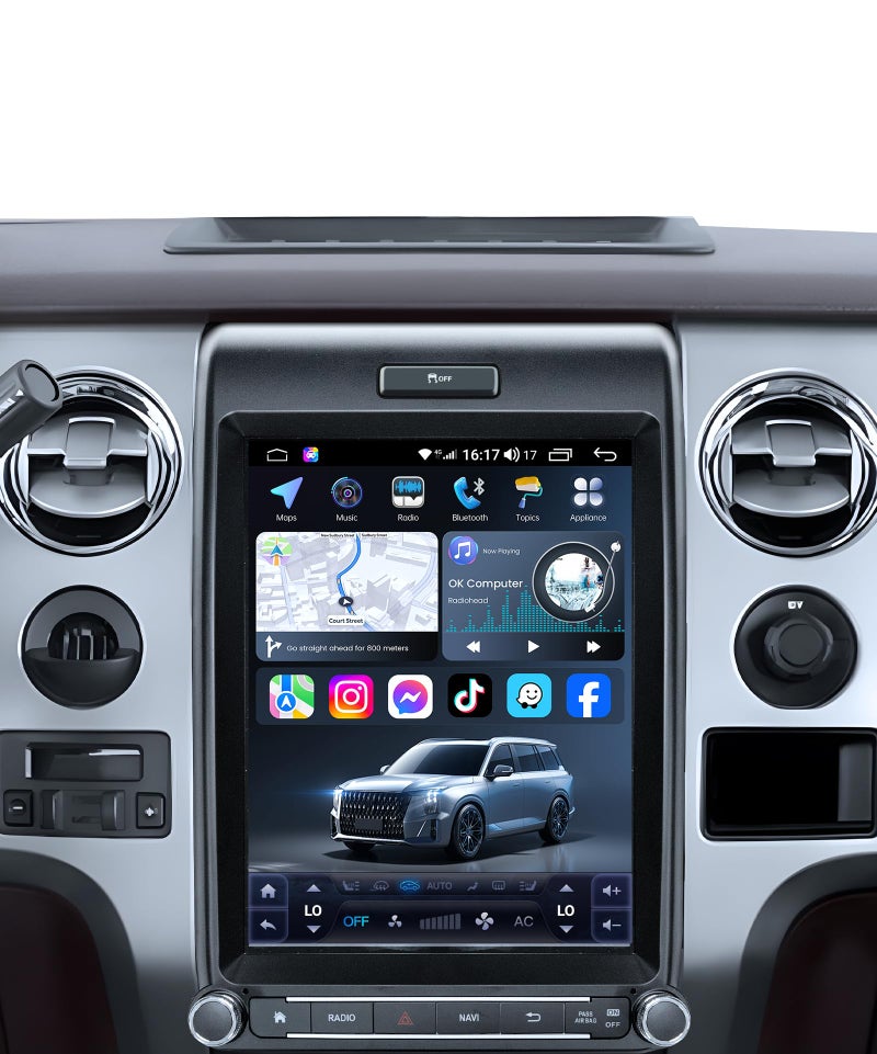 Jerqry for 2013 2014 Ford F150 Radio: [8Core 4G+64G] 12.1'' Touchscreen Stereo with Wireless Carplay Android Auto 5G WiFi GPS Navigation Bluetooth FM AM RDS SWC, Free Camera (Support OTA Upgrade) - Image 1