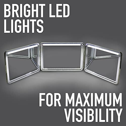 SELF-CUT SYSTEM Self Cut System LED 3 Way Mirror for Self Hair Cutting, Trifold Barber Mirror with Height Adjustable Hooks, 360 View, Includes Free Educational Mobile App (Heaven Lights) - Image 3