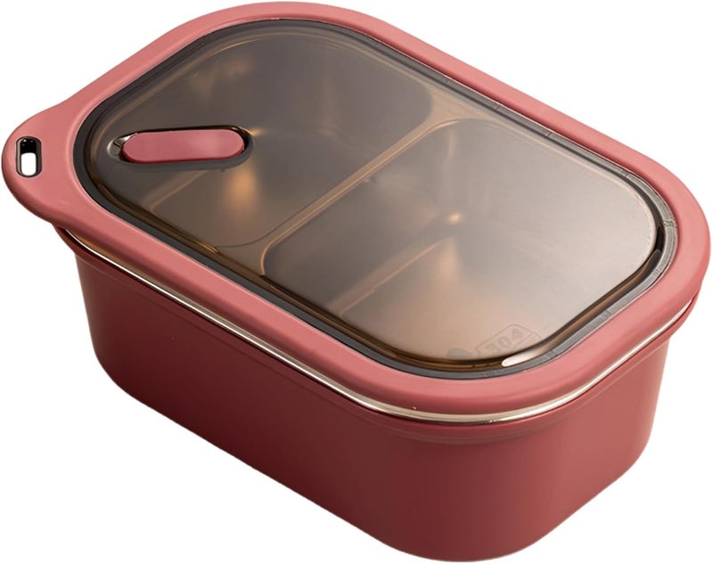 1200Ml Stainless Steel Lunch Box, 2-Compartment Box for Adult, Youngsters, 7.9 X 5.3 X 3.2 in - Image 1