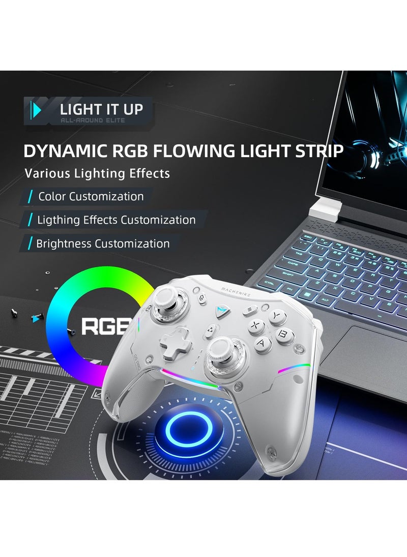 MACHENIKE - Machenike G5 Pro Switch Controller, USB/Bluetooth 5.0/2.4G, with Programmable Buttons, Joystick, Hall Trigger, Kaihua Micro Switch, Switch Remote Gamepad for PC, NS, iOS, Android, TV Box (White) - Image 1