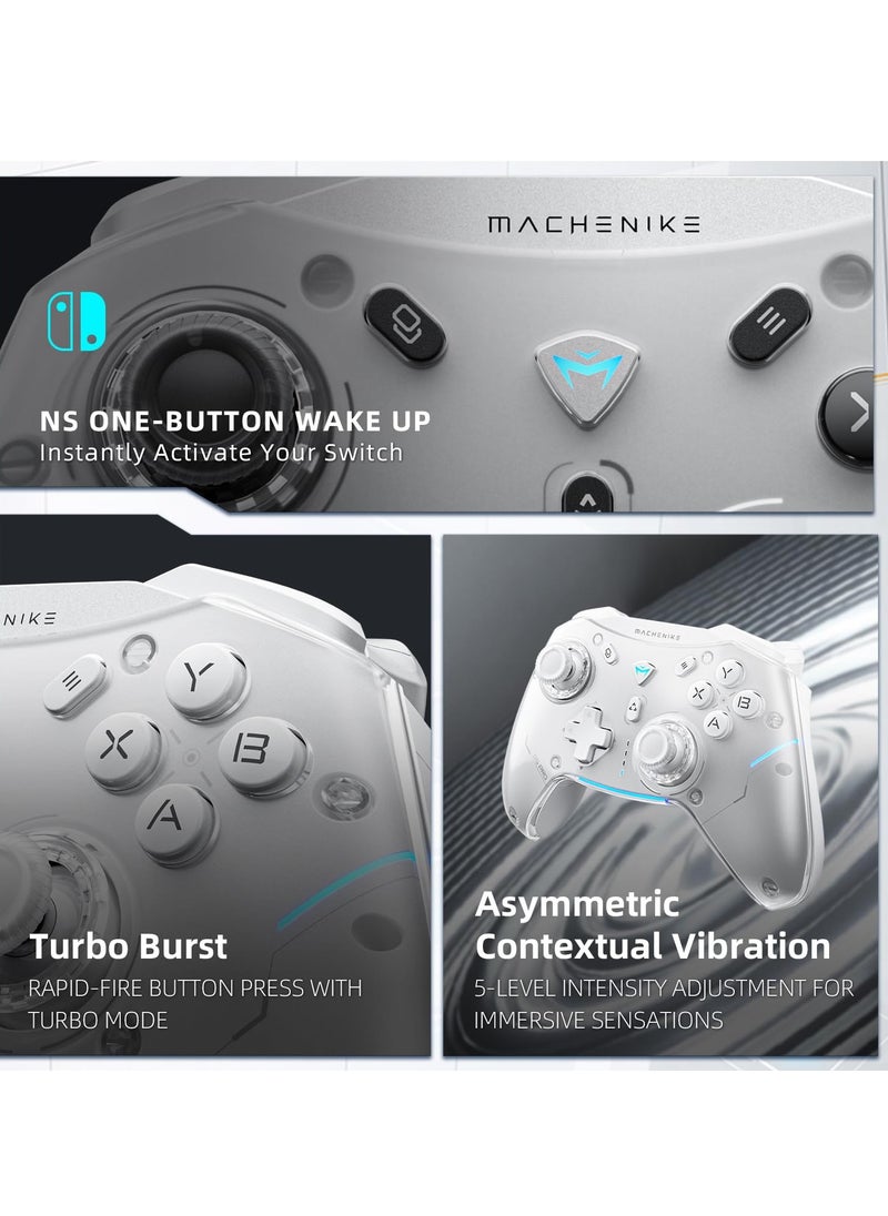 MACHENIKE - Machenike G5 Pro Switch Controller, USB/Bluetooth 5.0/2.4G, with Programmable Buttons, Joystick, Hall Trigger, Kaihua Micro Switch, Switch Remote Gamepad for PC, NS, iOS, Android, TV Box (White) - Image 1