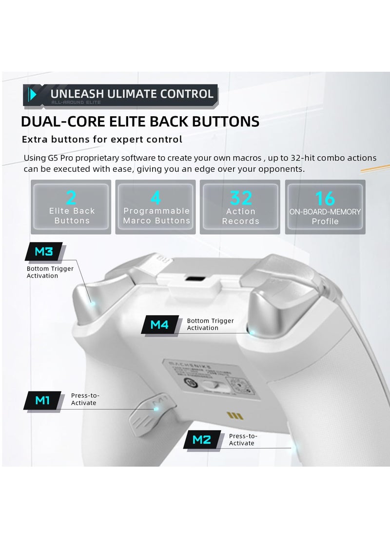 MACHENIKE - Machenike G5 Pro Switch Controller, USB/Bluetooth 5.0/2.4G, with Programmable Buttons, Joystick, Hall Trigger, Kaihua Micro Switch, Switch Remote Gamepad for PC, NS, iOS, Android, TV Box (White) - Image 1